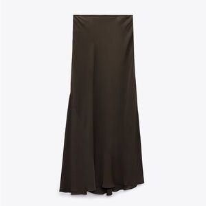Zara Satin Effect Skirt - Green